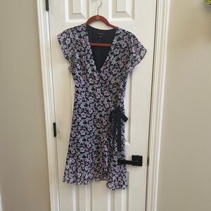 Banana Republic Black and Pink Floral Midi Dress